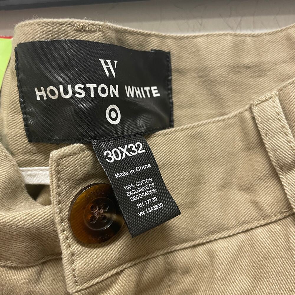 Houston White NWT Women's 30x32 Khaki Cotton Single Pleated Wide Leg Chino Pants - Picture 3 of 6